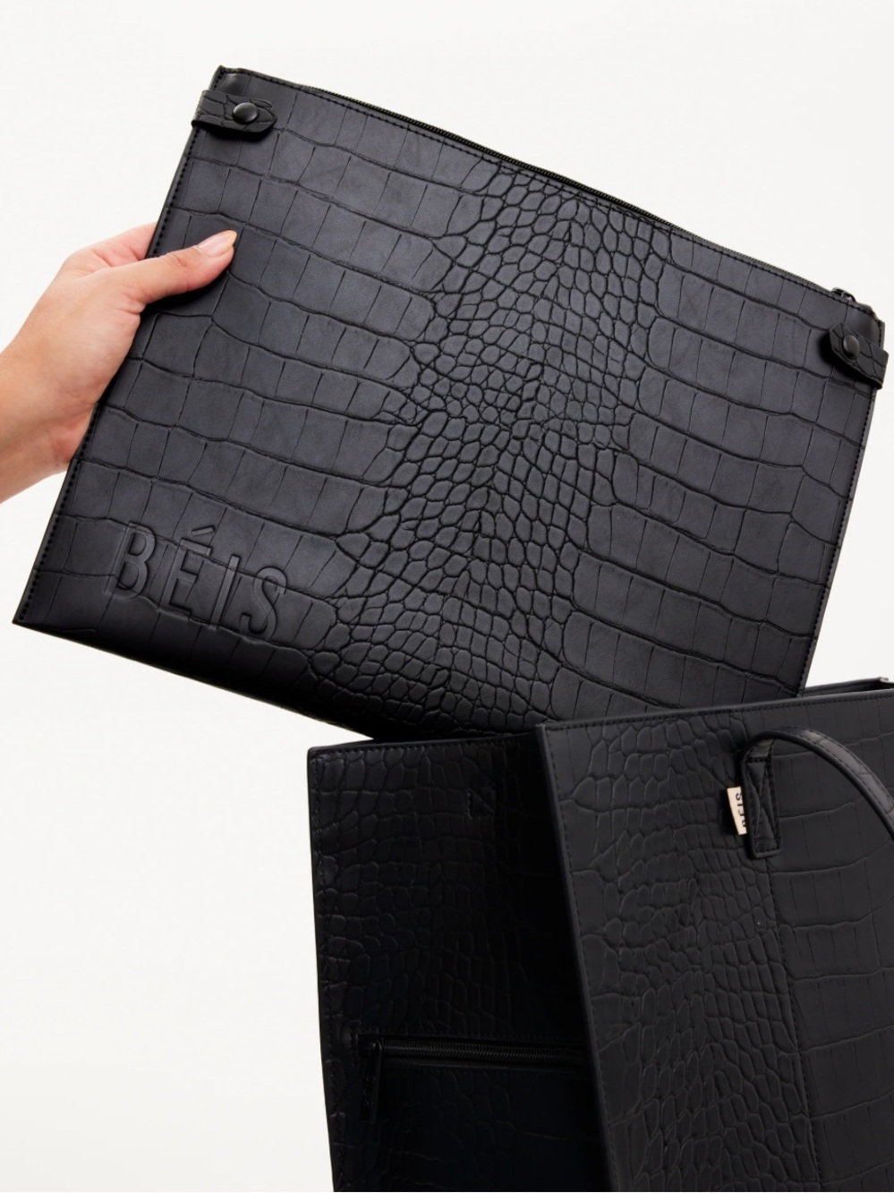 BÉIS Pouch Insert in Black Croc